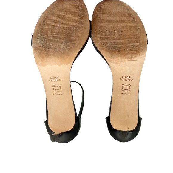 Stuart Weitzman Nudistsong Ankle Strap Patent Leather Stiletto Sandal Heels 7.5 - Picture 10 of 13